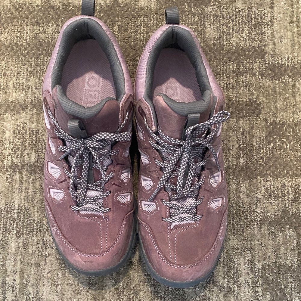 Women's Athletic Shoes in gray and lavender by , great for hiking.